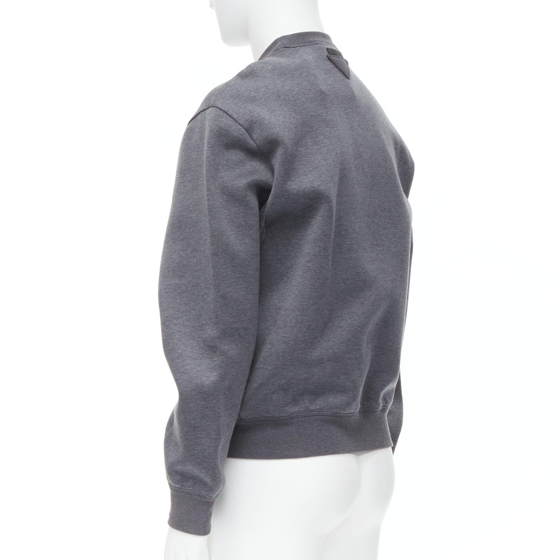 new PRADA 2021 grey cotton triangle boxy structured pullover sweater EU46 S 2