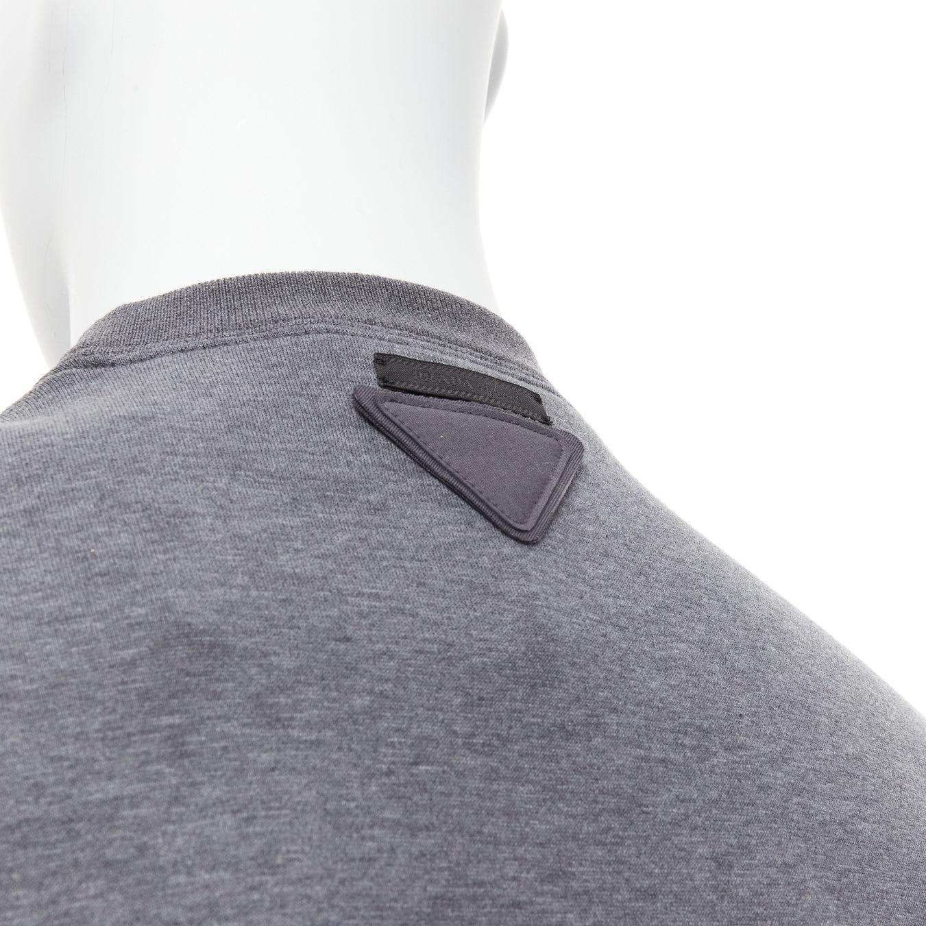 new PRADA 2021 grey cotton triangle boxy structured pullover sweater EU46 S 4