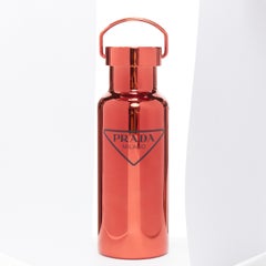 new PRADA 2021 mirrored red black logo stainless steel water bottle 500ml