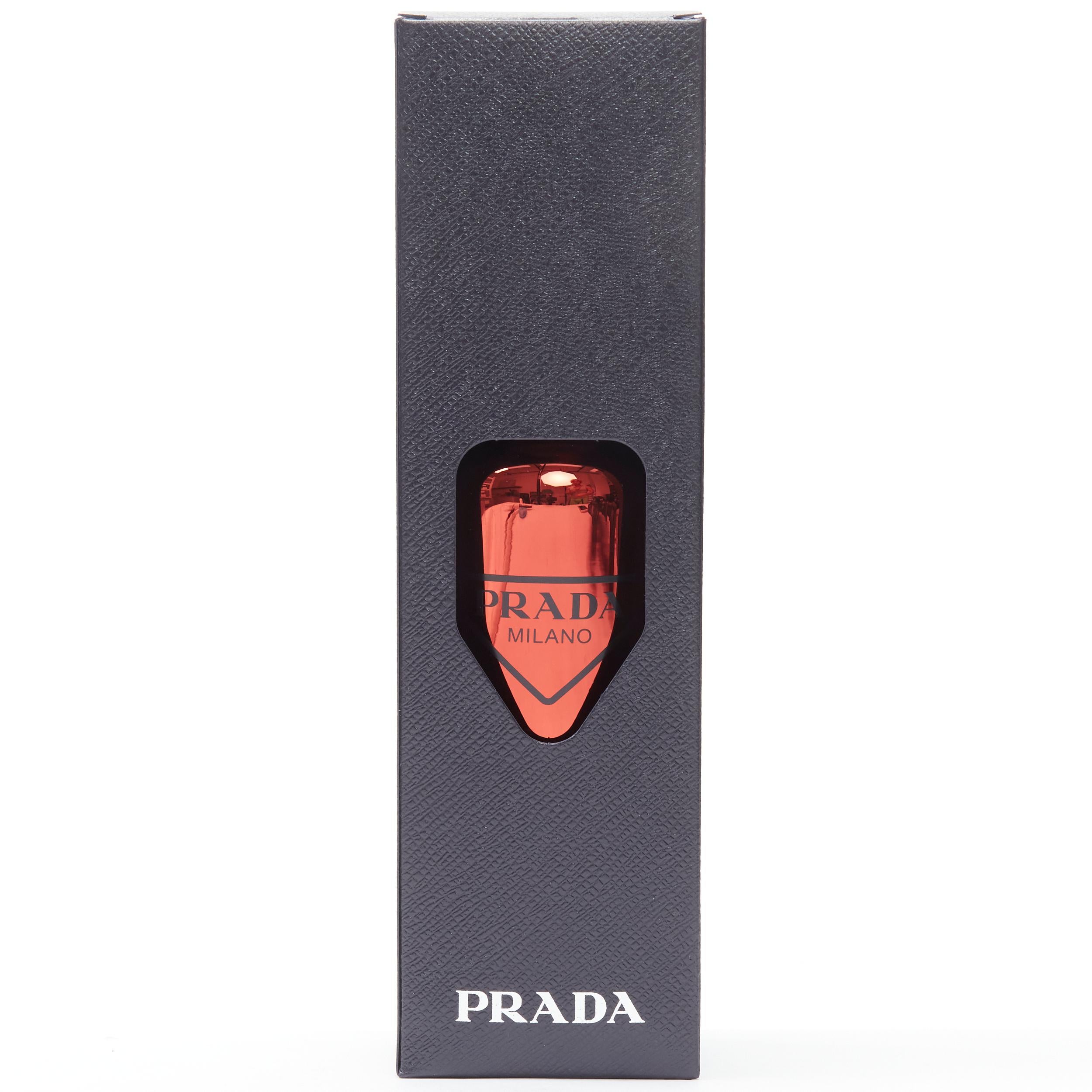 Pink new PRADA 2021 mirrored red black logo stainless steel water bottle 500ml
