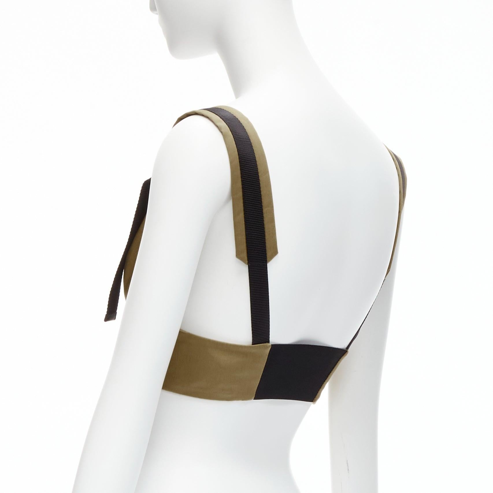 Women's new PRADA 2021 orange zip khaki green technical strap bra top IT40 S For Sale