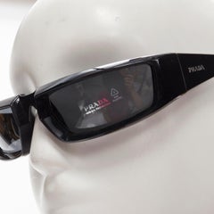 new PRADA 2022 Runway SPR25Y black 3D frame rectangular wrap sunglasses