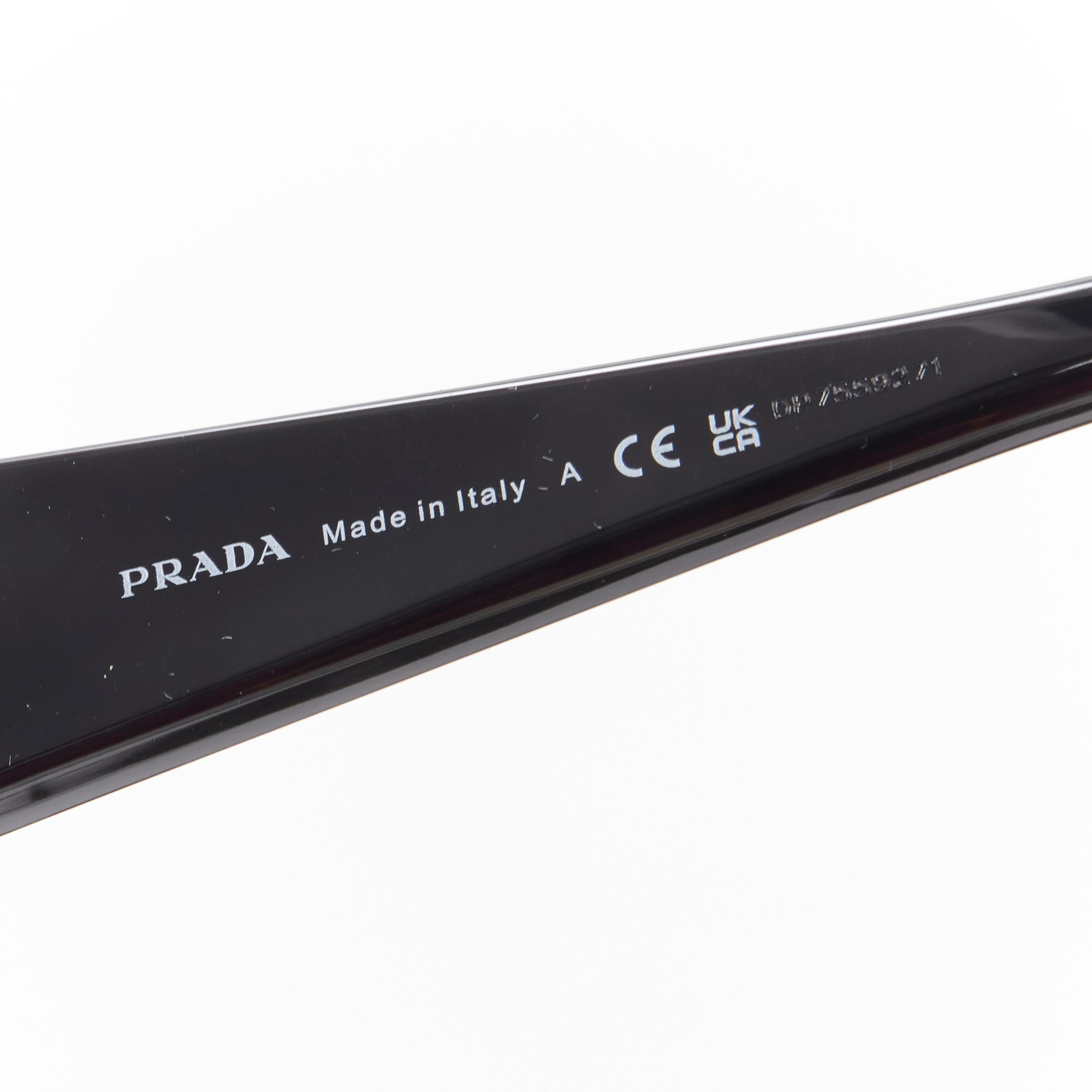 Men's new PRADA 2022 Runway SPR25Y black 3D frame rectangular wrap sunglasses
