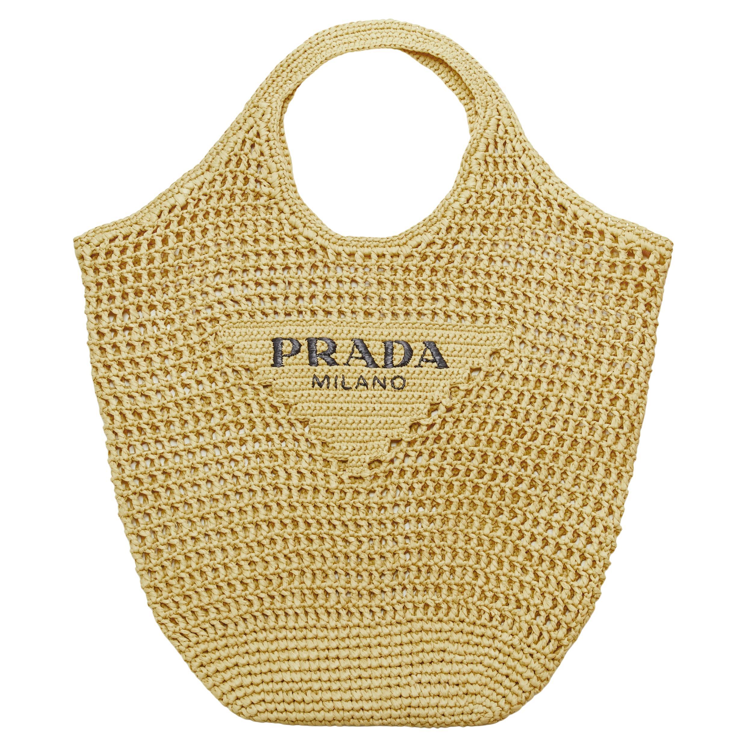 Prada Raffia Tote Bag - 2 For Sale on 1stDibs