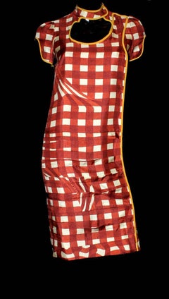 NEW Prada Asian-Inspired Ruched Printed Silk Cocktail Dress 38