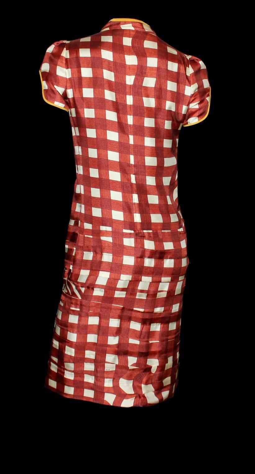 Prada - Robe de cocktail en sergé de soie imprimé froncée d'inspiration asiatique, taille 40 Pour femmes en vente