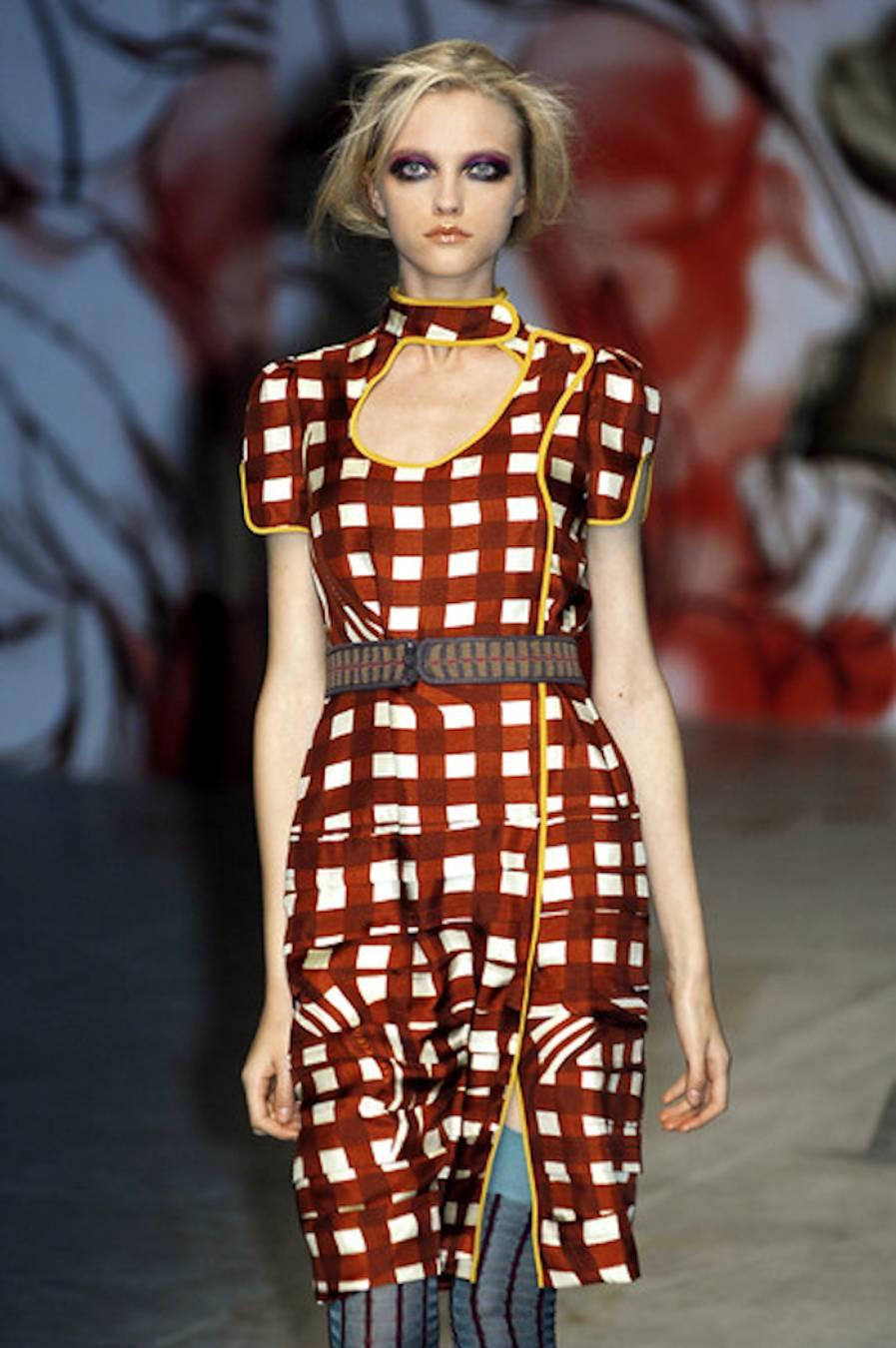 NEW Prada Asian-Inspired Ruched Printed Silk Twill Cocktail Dress 40 For Sale 4