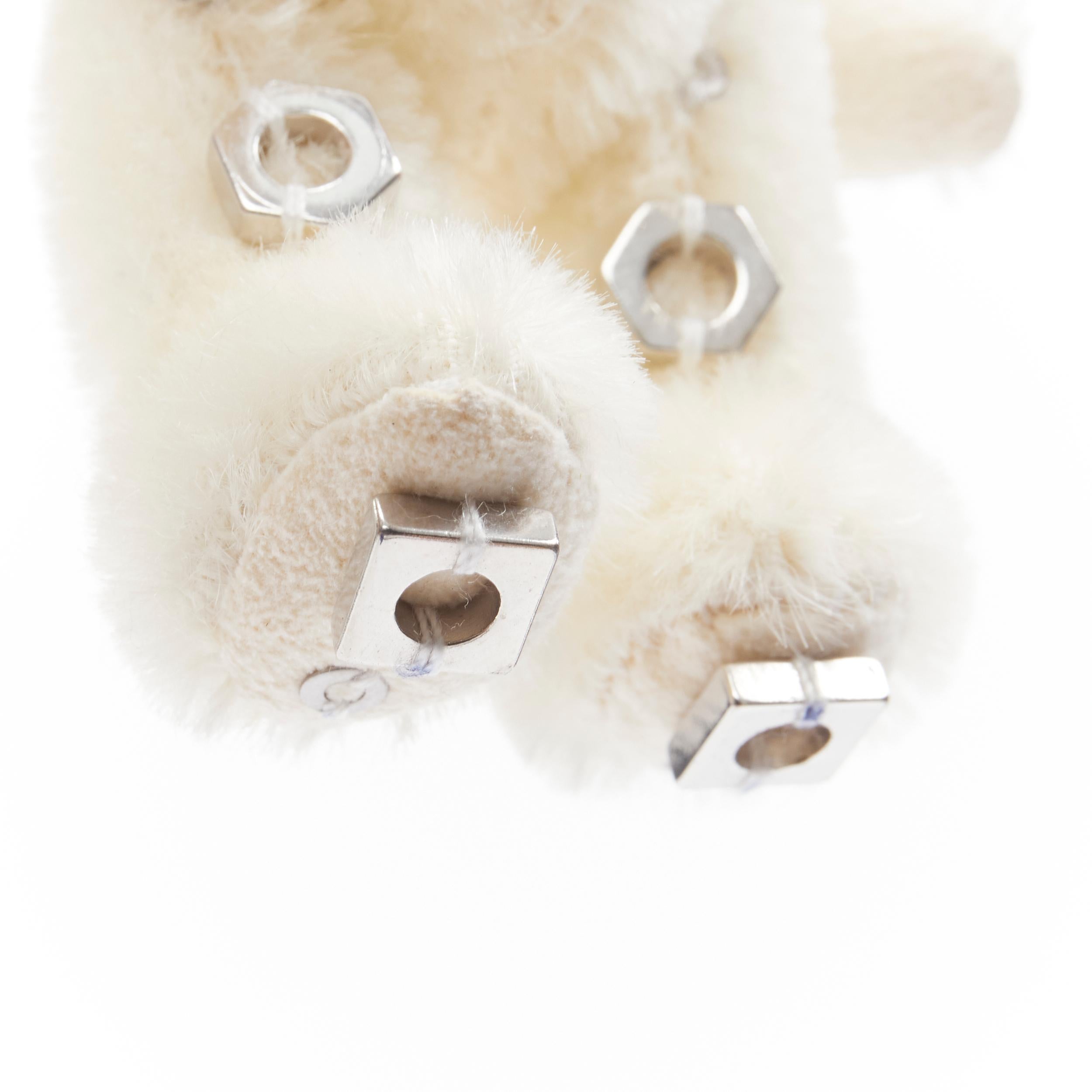 new PRADA Bear white bolt embellished crystal heart bow keychain bag charm In New Condition In Hong Kong, NT