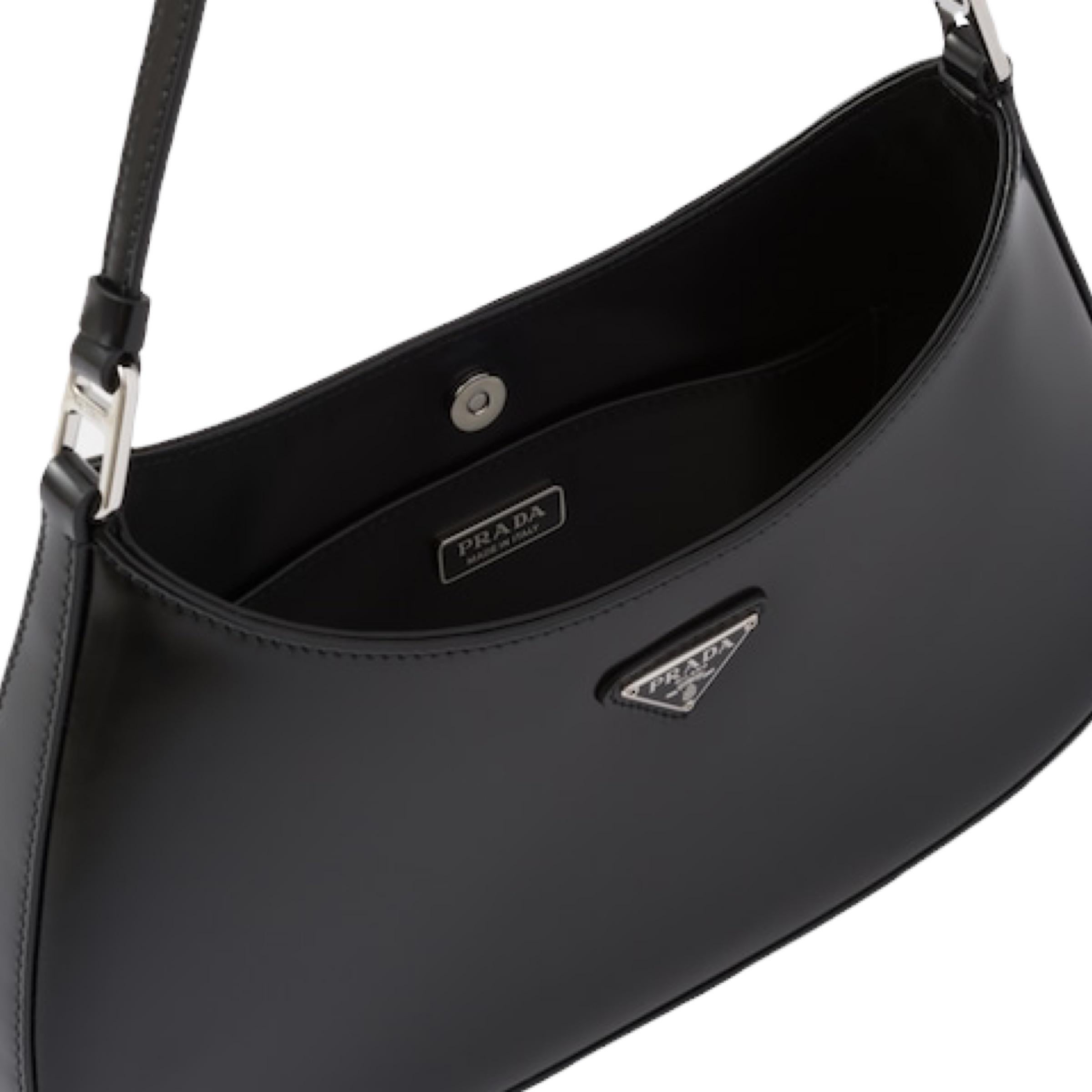 NEW Prada Black Cleo Leather Hobo Shoulder Bag 7