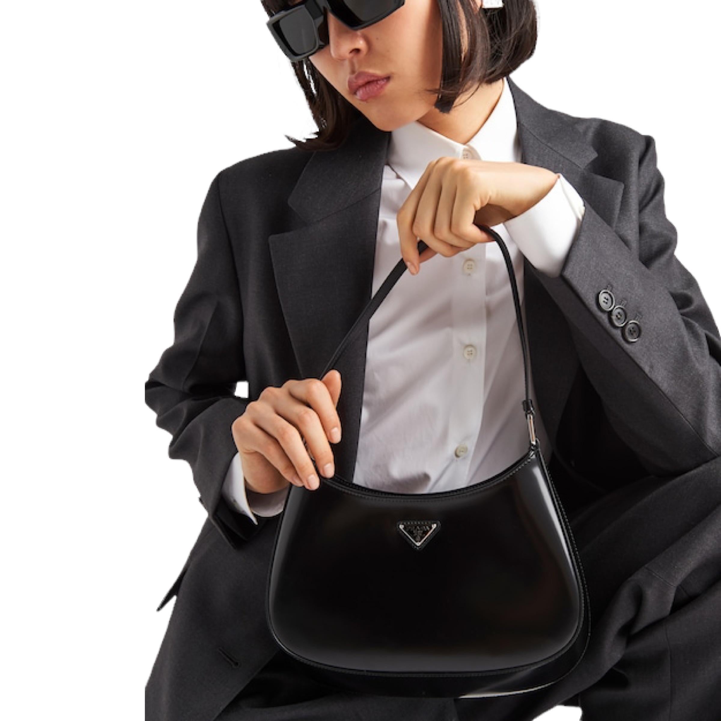 NEW Prada Black Cleo Leather Hobo Shoulder Bag 11