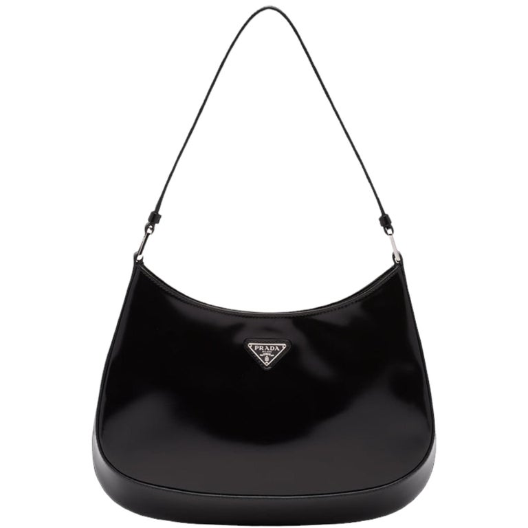 Women's NEW Prada Black Cleo Leather Hobo Shoulder Bag For Sale