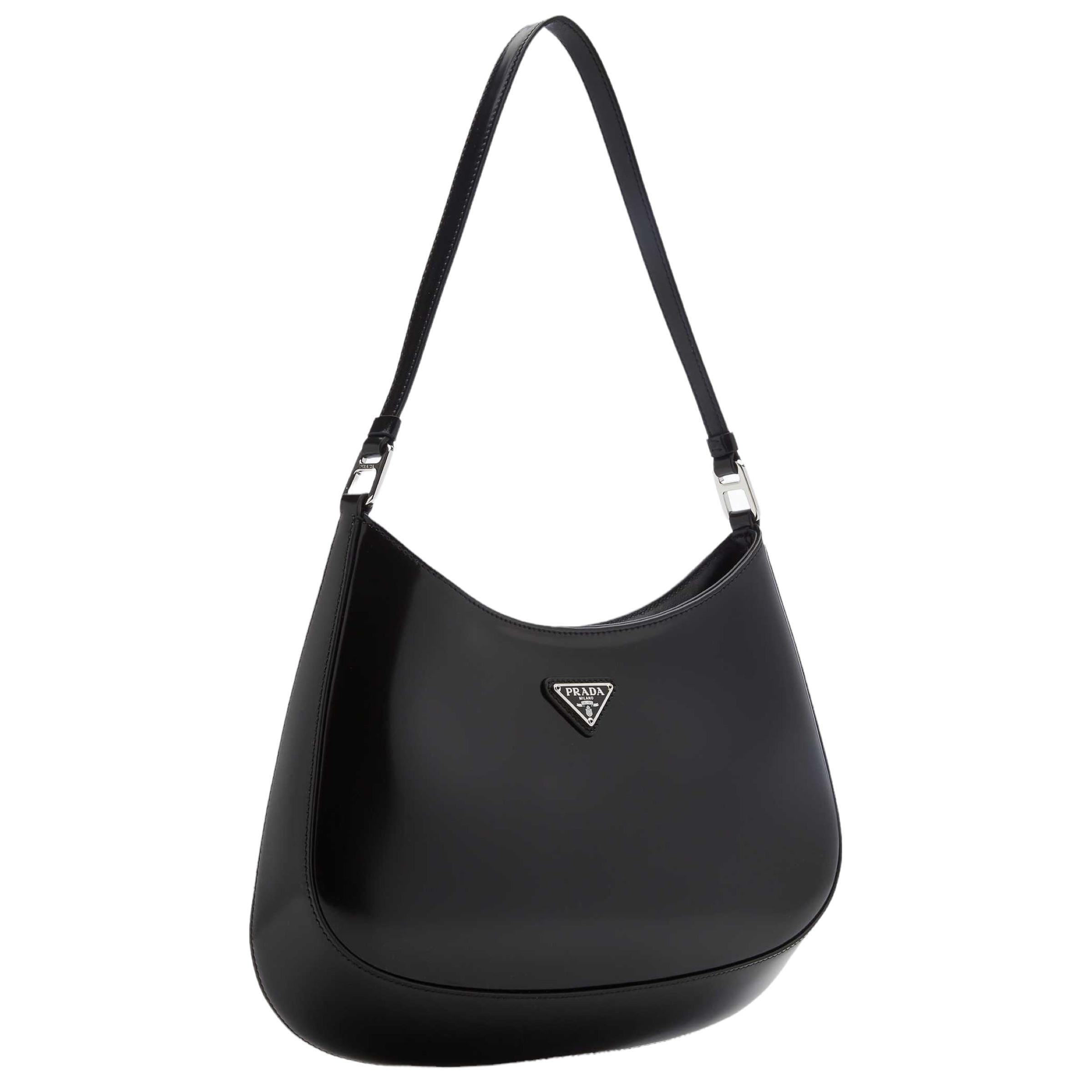 NEW Prada Black Cleo Leather Hobo Shoulder Bag 1