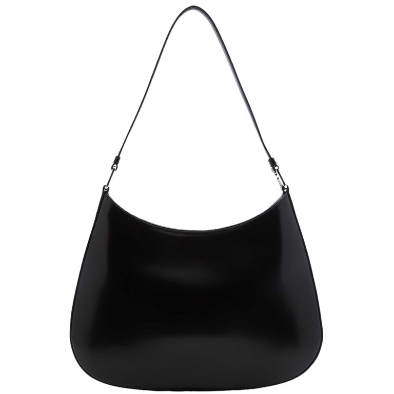 NEW Prada Black Cleo Leather Hobo Shoulder Bag For Sale 2