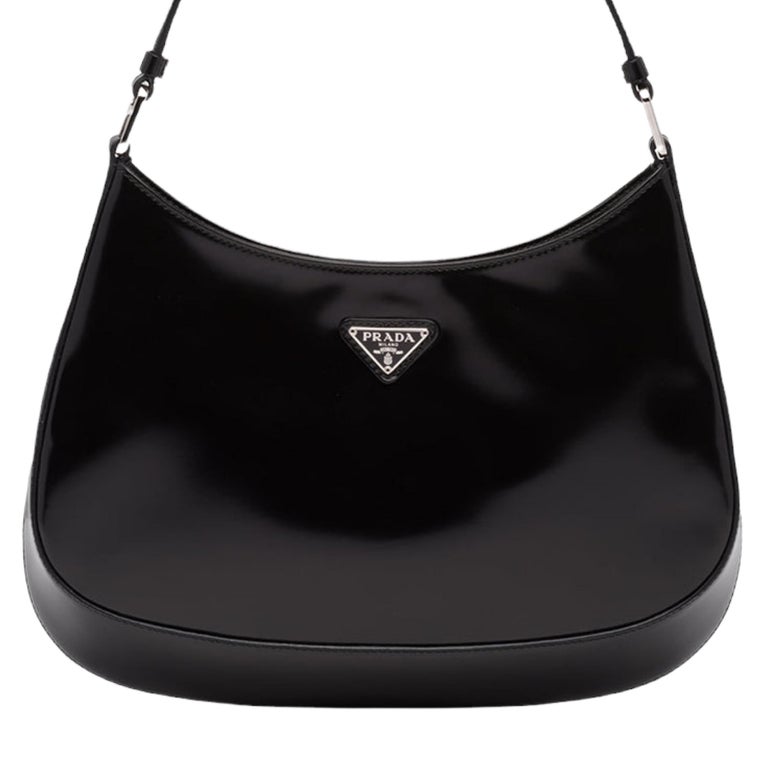 NEW Prada Black Cleo Leather Hobo Shoulder Bag For Sale 4
