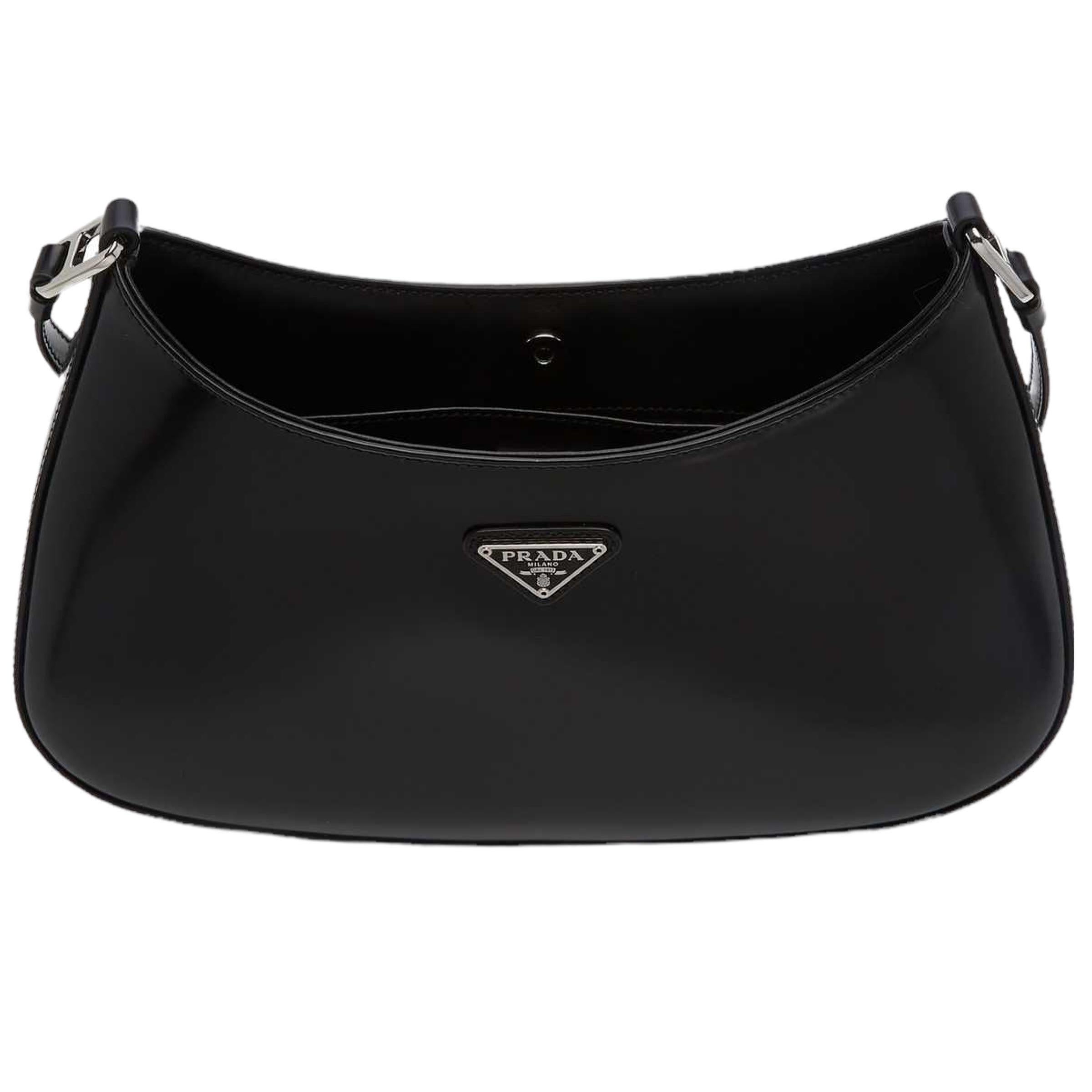 NEW Prada Black Cleo Leather Hobo Shoulder Bag 6