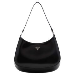 NEW Prada Black Cleo Leather Hobo Shoulder Bag