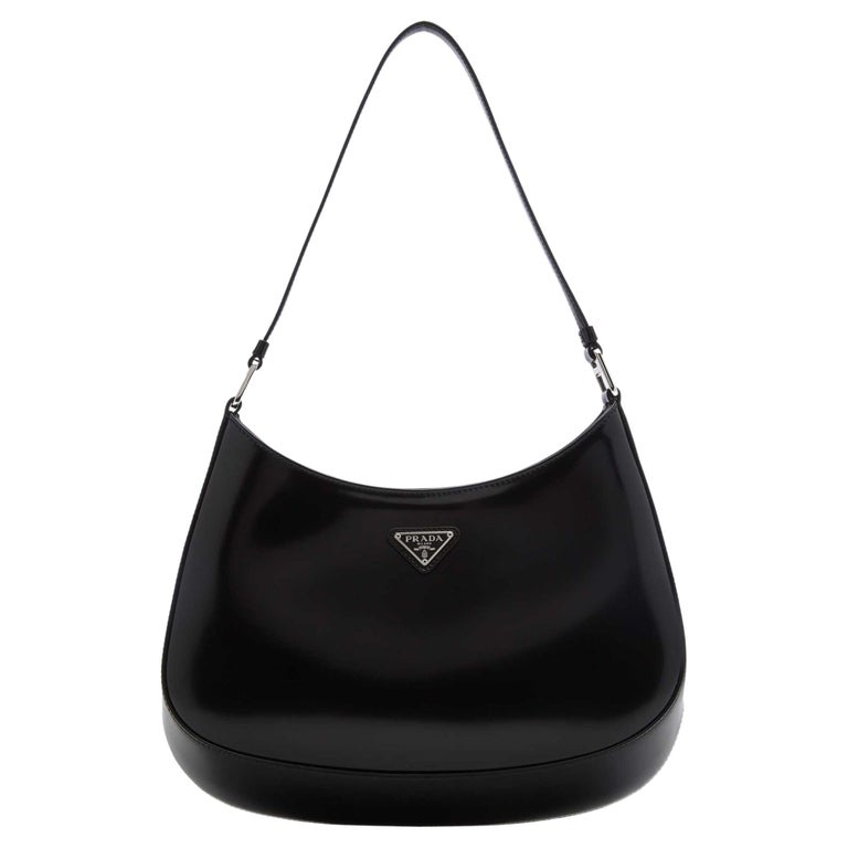 NEW Prada Black Cleo Leather Hobo Shoulder Bag For Sale