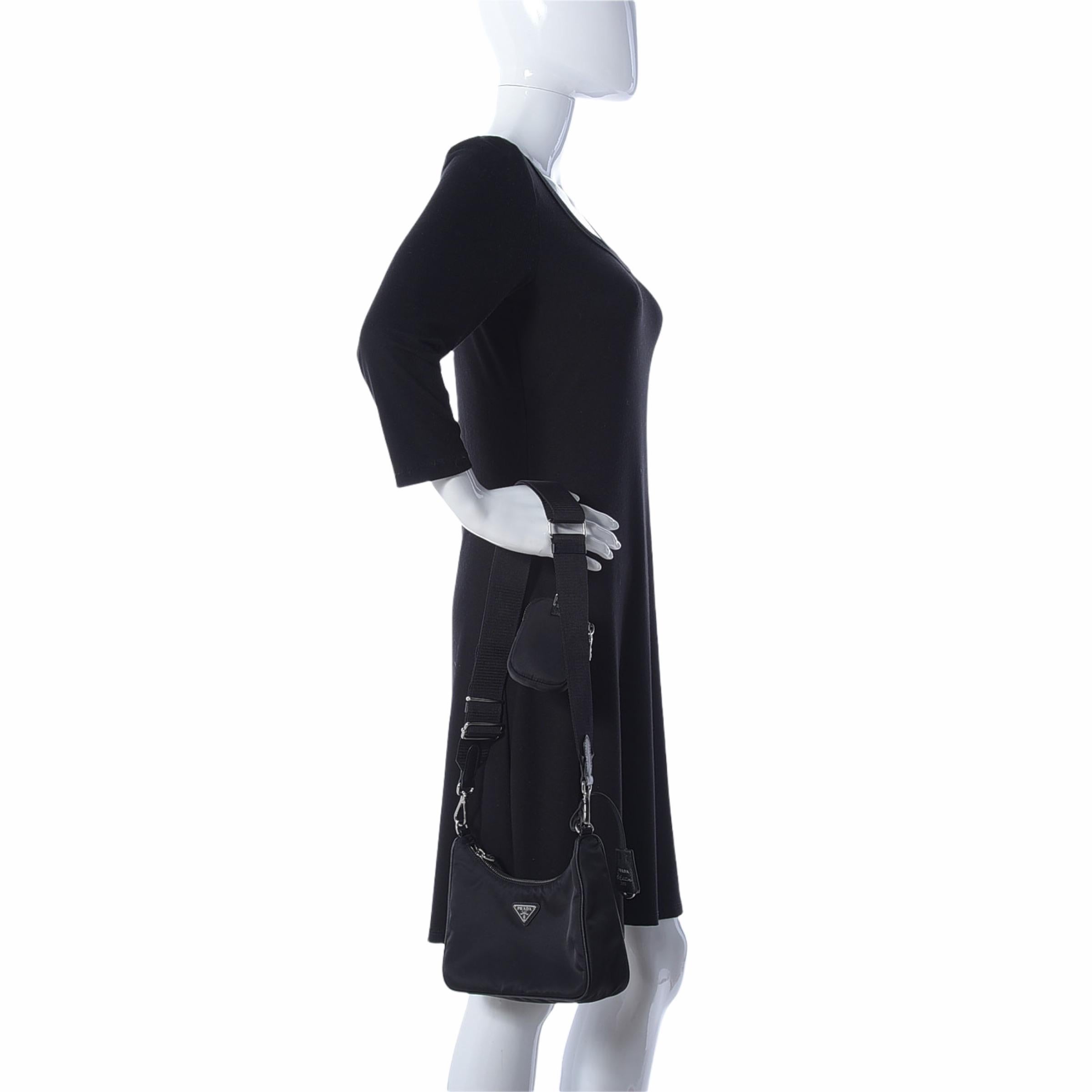 NEW Prada Black Re-Edition 2005 Re-Nylon Shoulder Bag 14