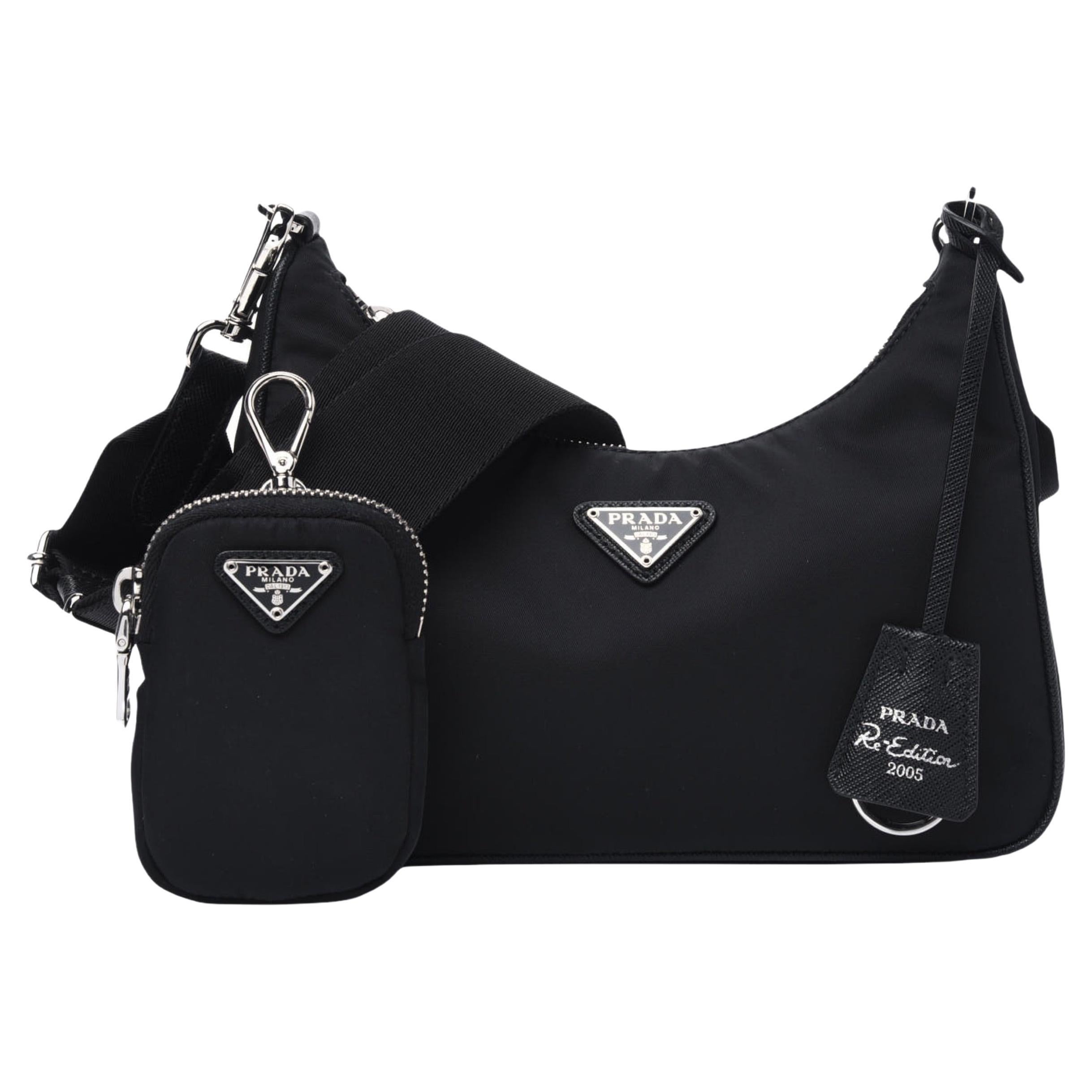 NEW Prada Black Re-Edition 2005 Re-Nylon Shoulder Bag at 1stDibs