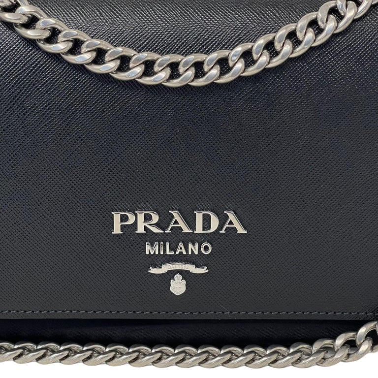 Prada Saffiano Vernice Black Leather Crossbody Bag – The