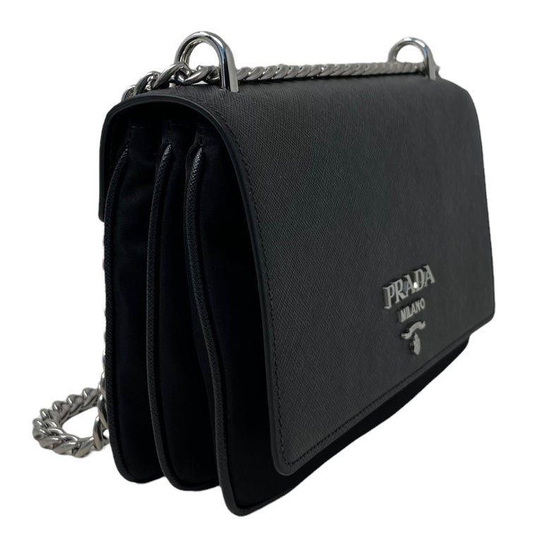 Prada Black/Blue Saffiano Leather Studded Crossbody Bag BT0970