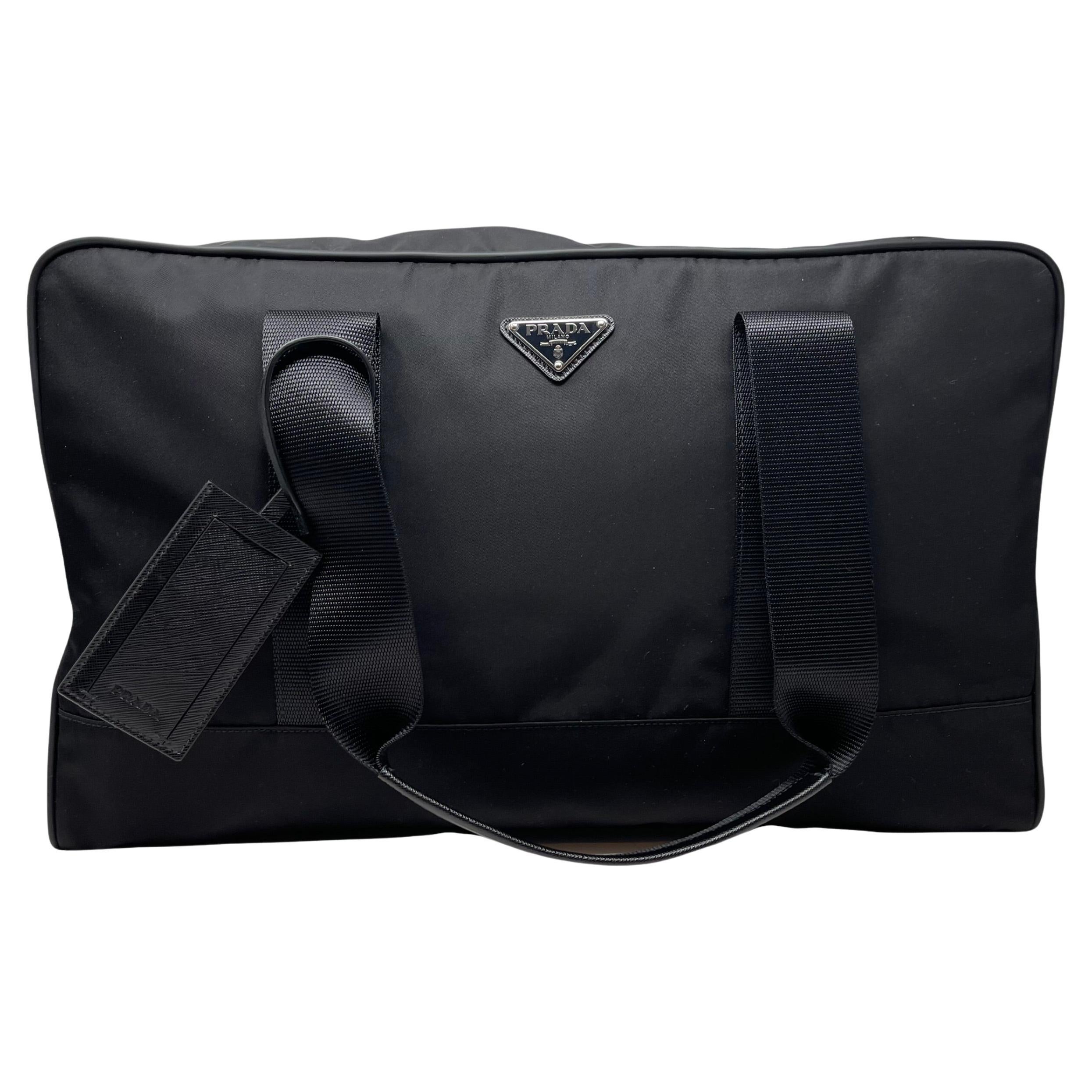 Vintage Prada nylon black computer messenger bag (unisex)