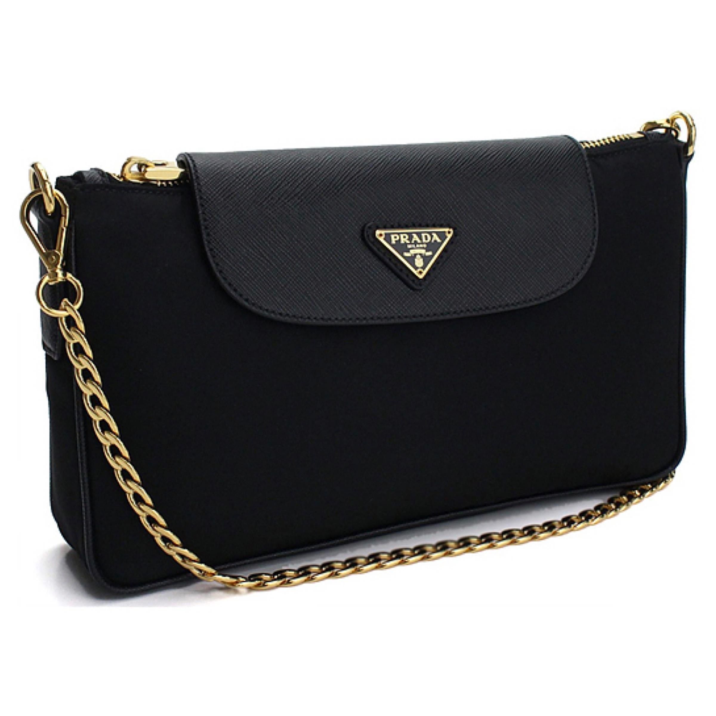 NEU Prada Tessuto Nylon-Clutch/Umhängetasche in Schwarz Damen im Angebot