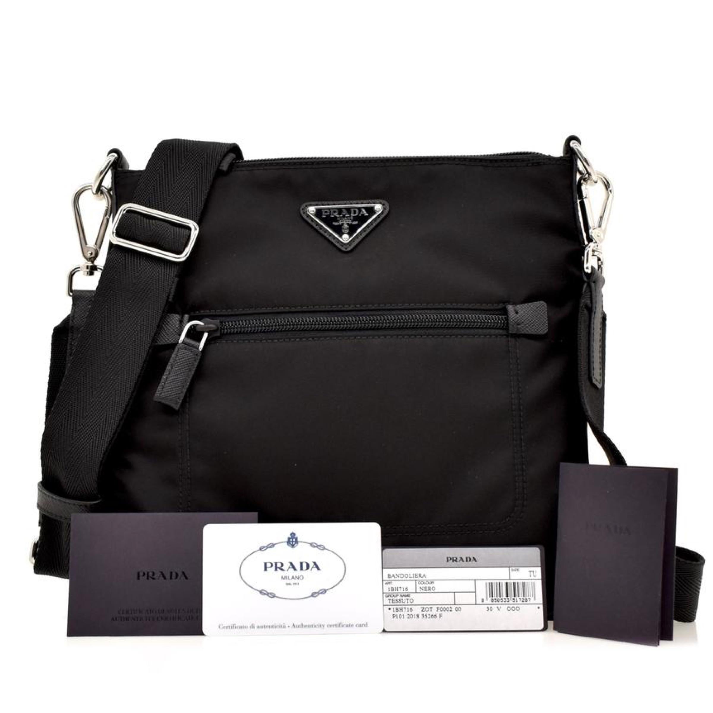 NEU Prada Schwarz Tessuto Messenger Crossbody Tasche aus Nylon 5