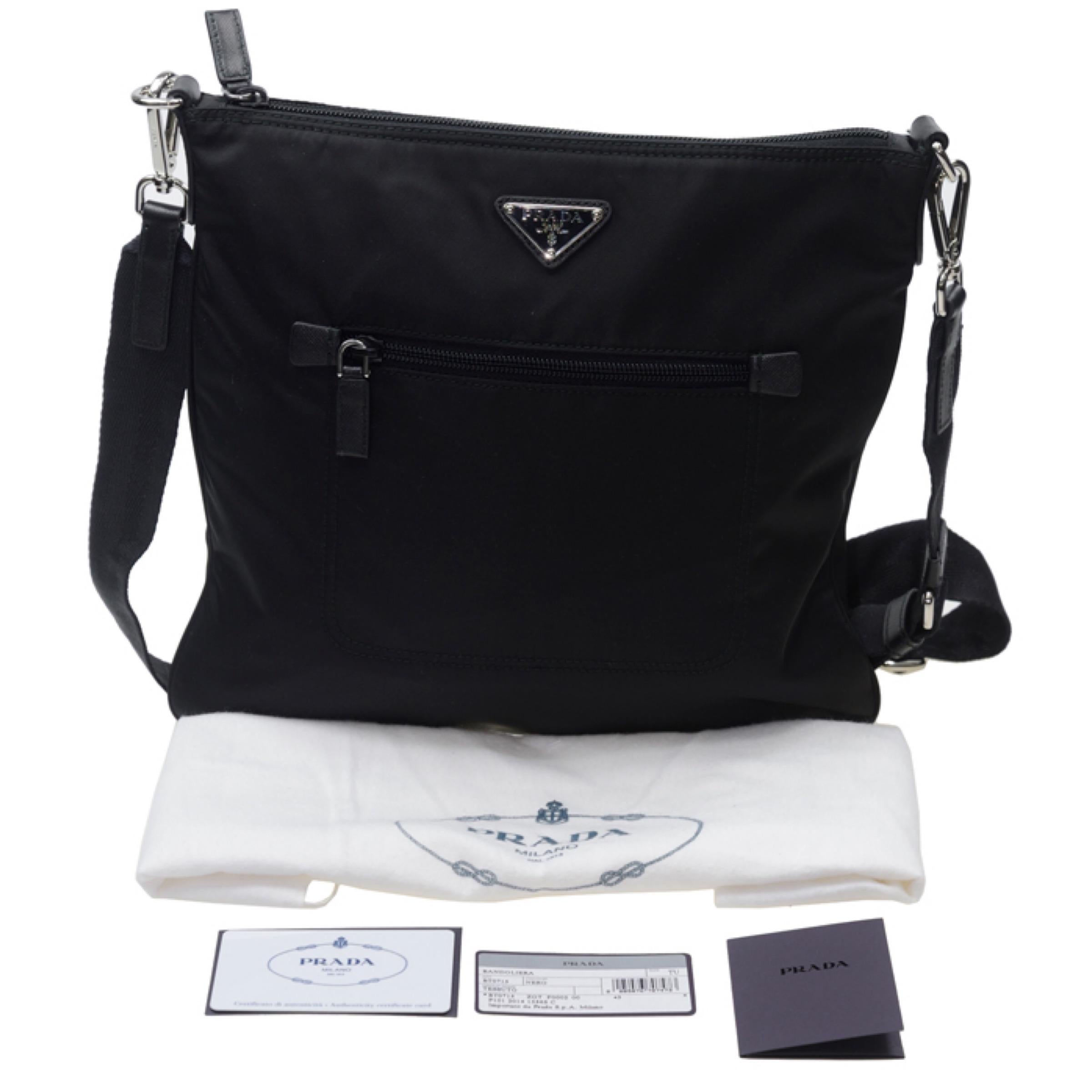 NEU Prada Schwarz Tessuto Messenger Crossbody Tasche aus Nylon 6