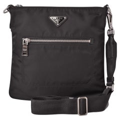 NEW Prada Black Tessuto Nylon Messenger Crossbody Bag
