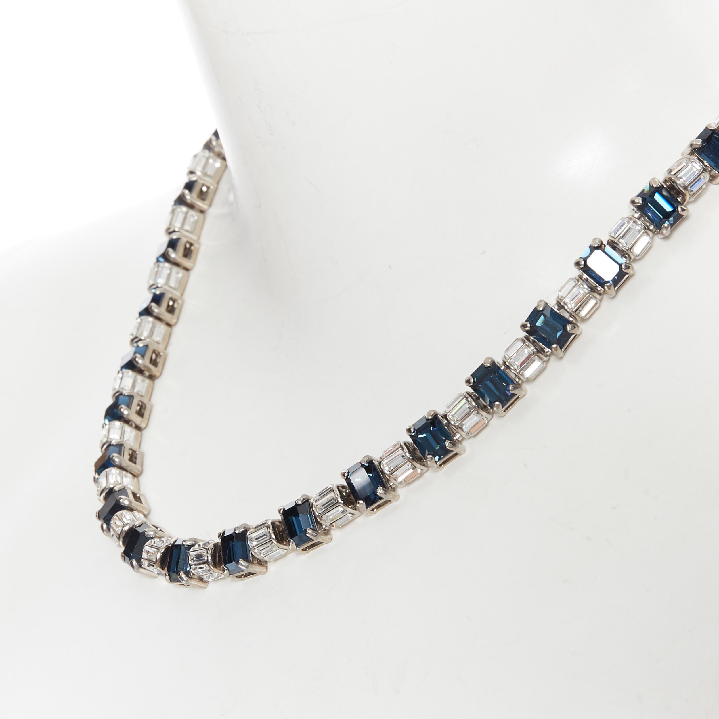 new PRADA blue faux sapphire rhinestone crystal jewel baguette fashion necklace
Brand: Prada
Designer: Miuccia Prada
Model Name / Style: Fashion jewelry
Material: Metal, crystal
Color: Blue
Pattern: Solid
Closure: Clasp
Extra Detail: Fashion