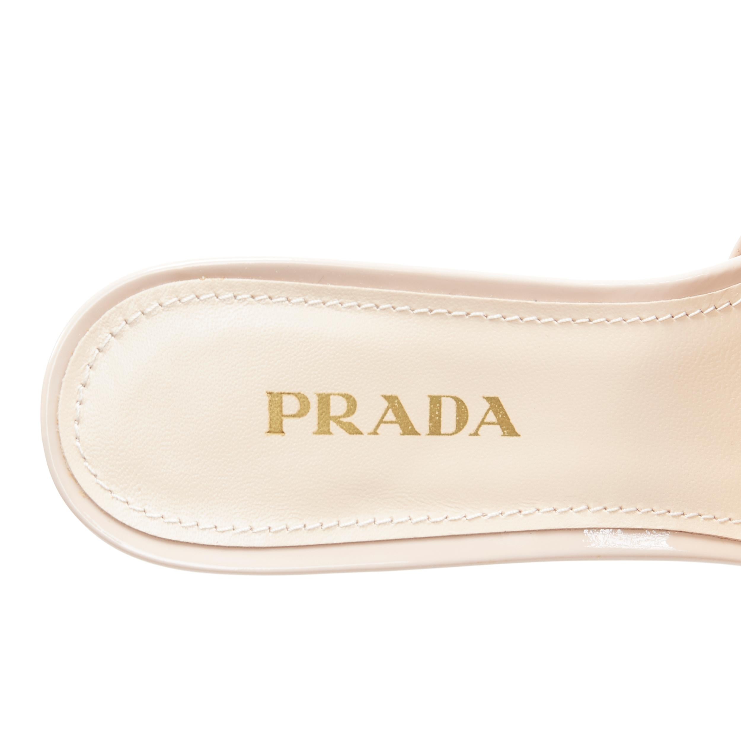 new PRADA blush nude patent silver logo platform block heel mule clog shoes EU39 2