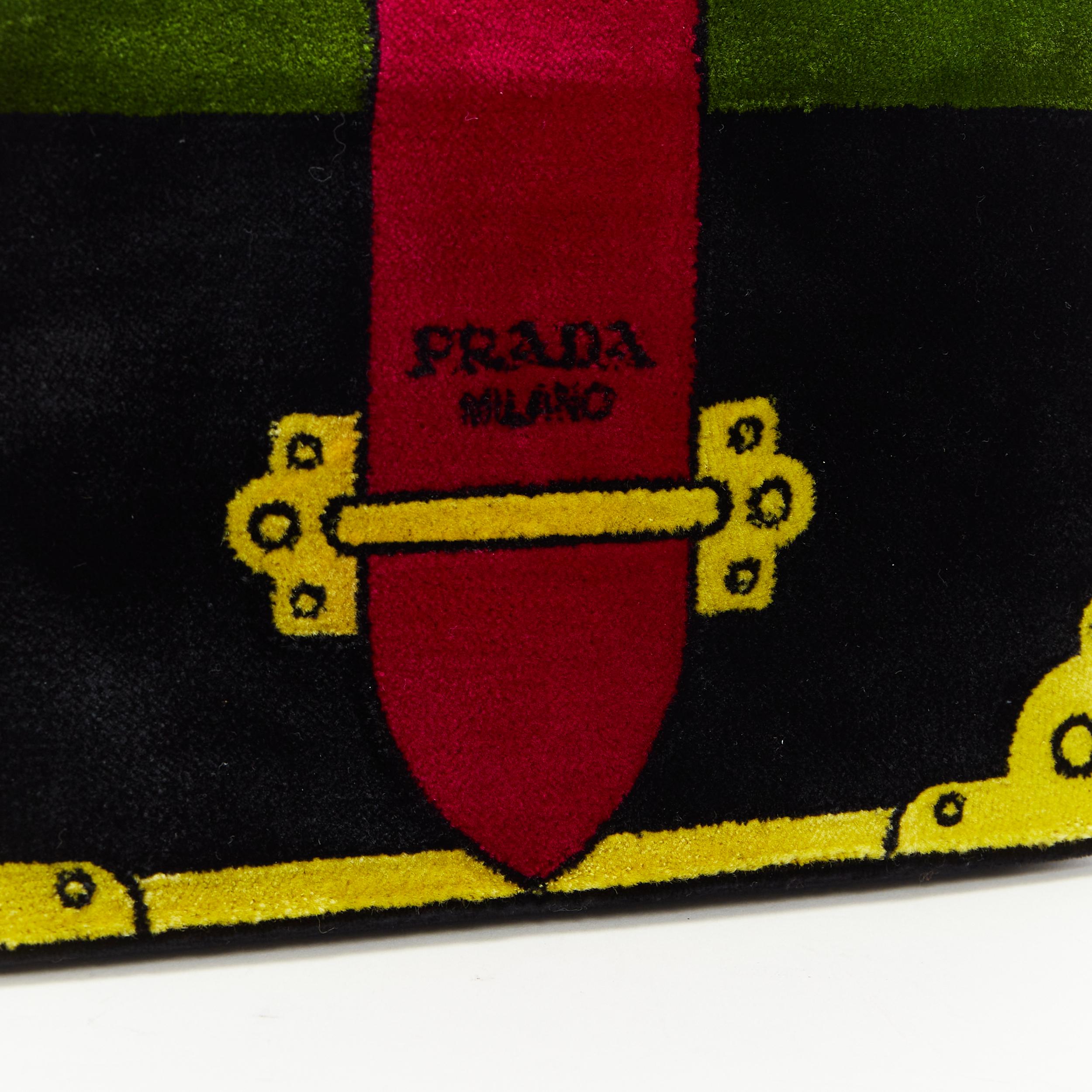 new PRADA Cahier Pop black green red Tromp Loeil velvet crossbody structured bag In New Condition In Hong Kong, NT