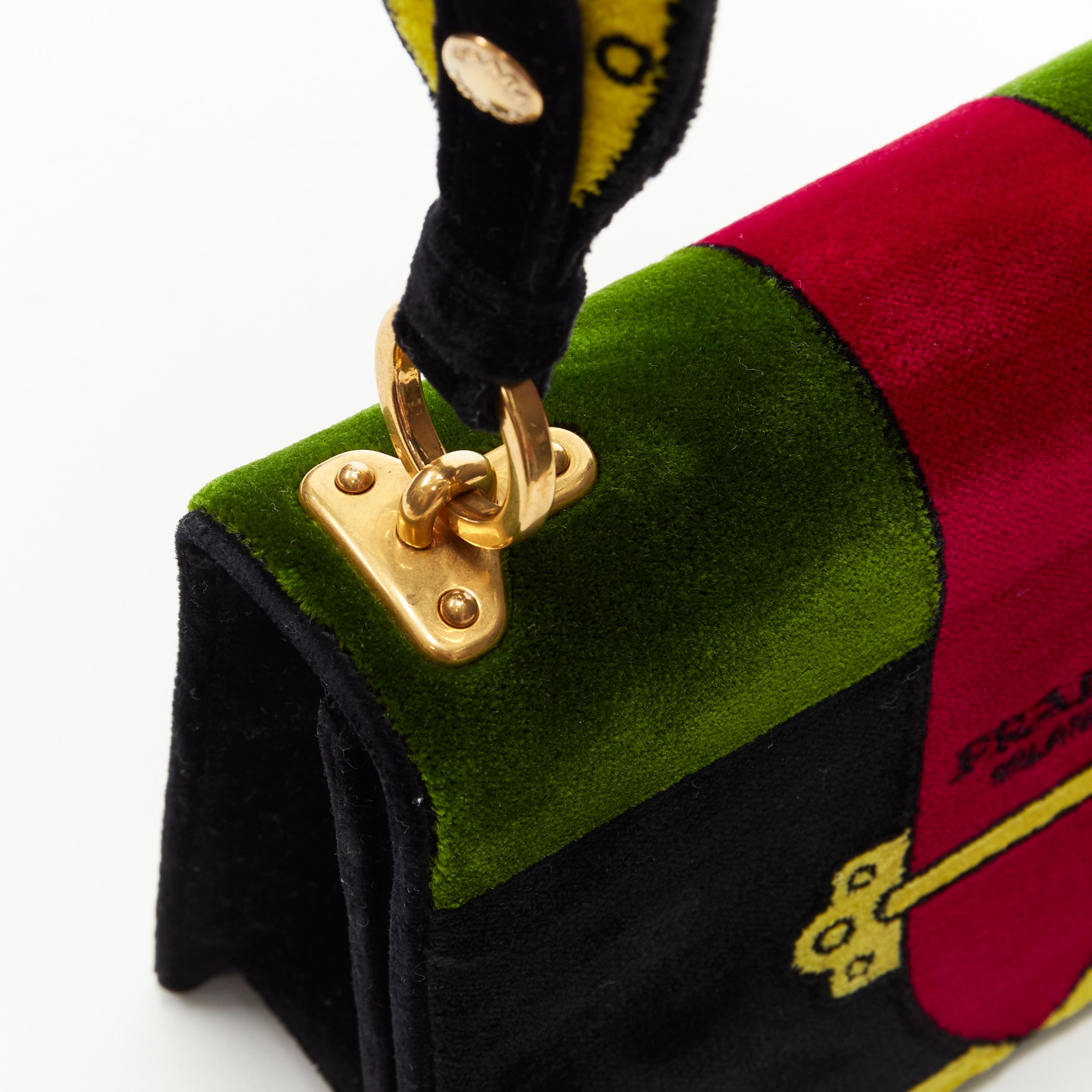Women's new PRADA Cahier Pop black green red Tromp Loeil velvet crossbody structured bag