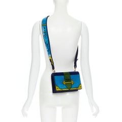 new PRADA Cahier Pop green blue Tromp Loeil velvet flap crossbody shoulder bag