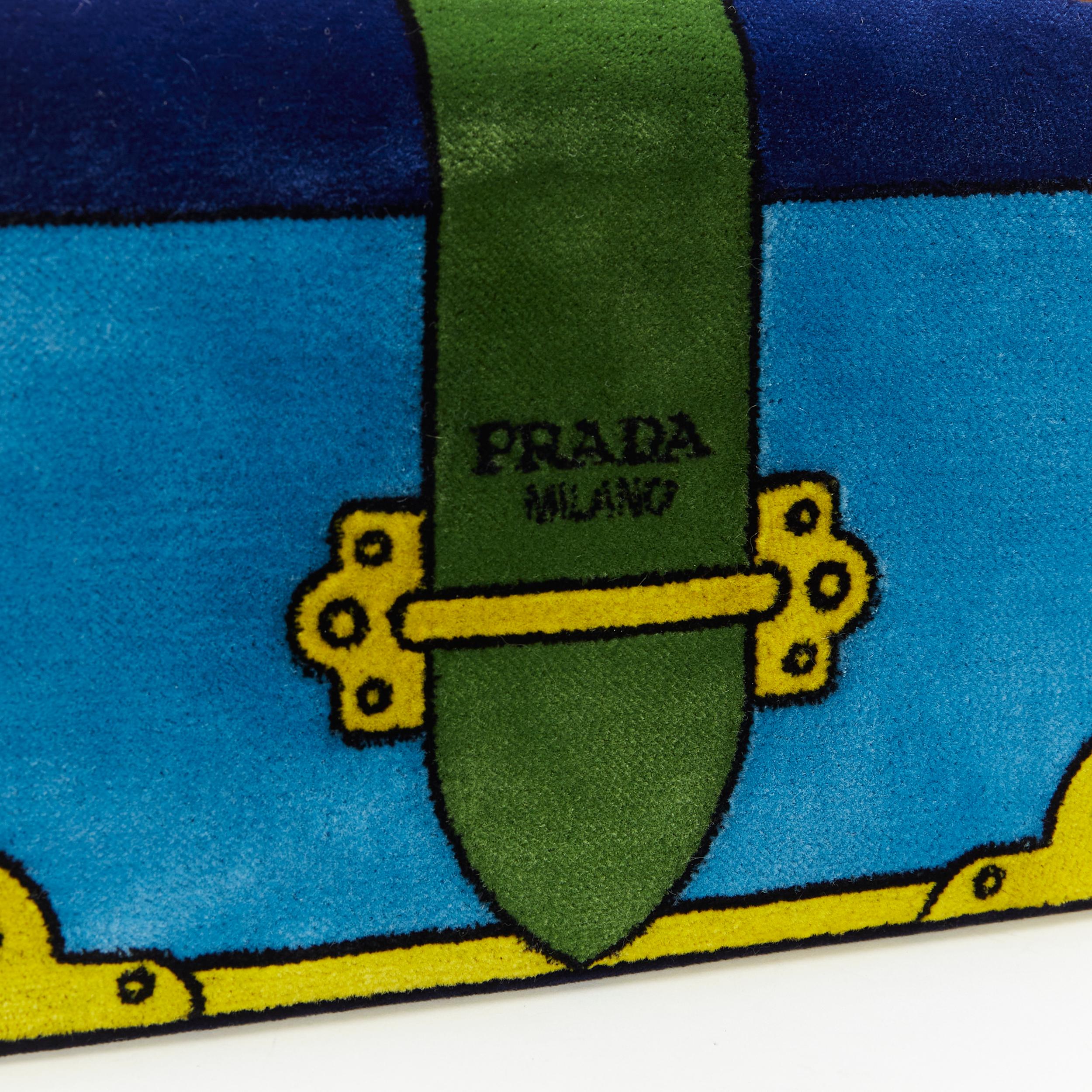 new PRADA Cahier Pop green blue Tromp Loeil velvet flap crossbody shoulder bag In New Condition In Hong Kong, NT