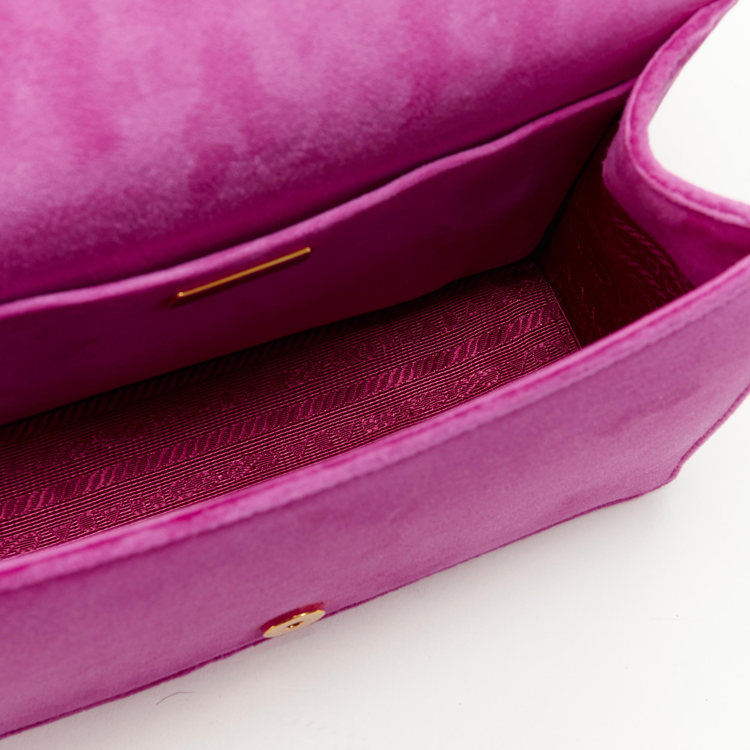 new PRADA Cahier Pop Tromp Loeil print pink velvet flap crossbody shoulder bag 2