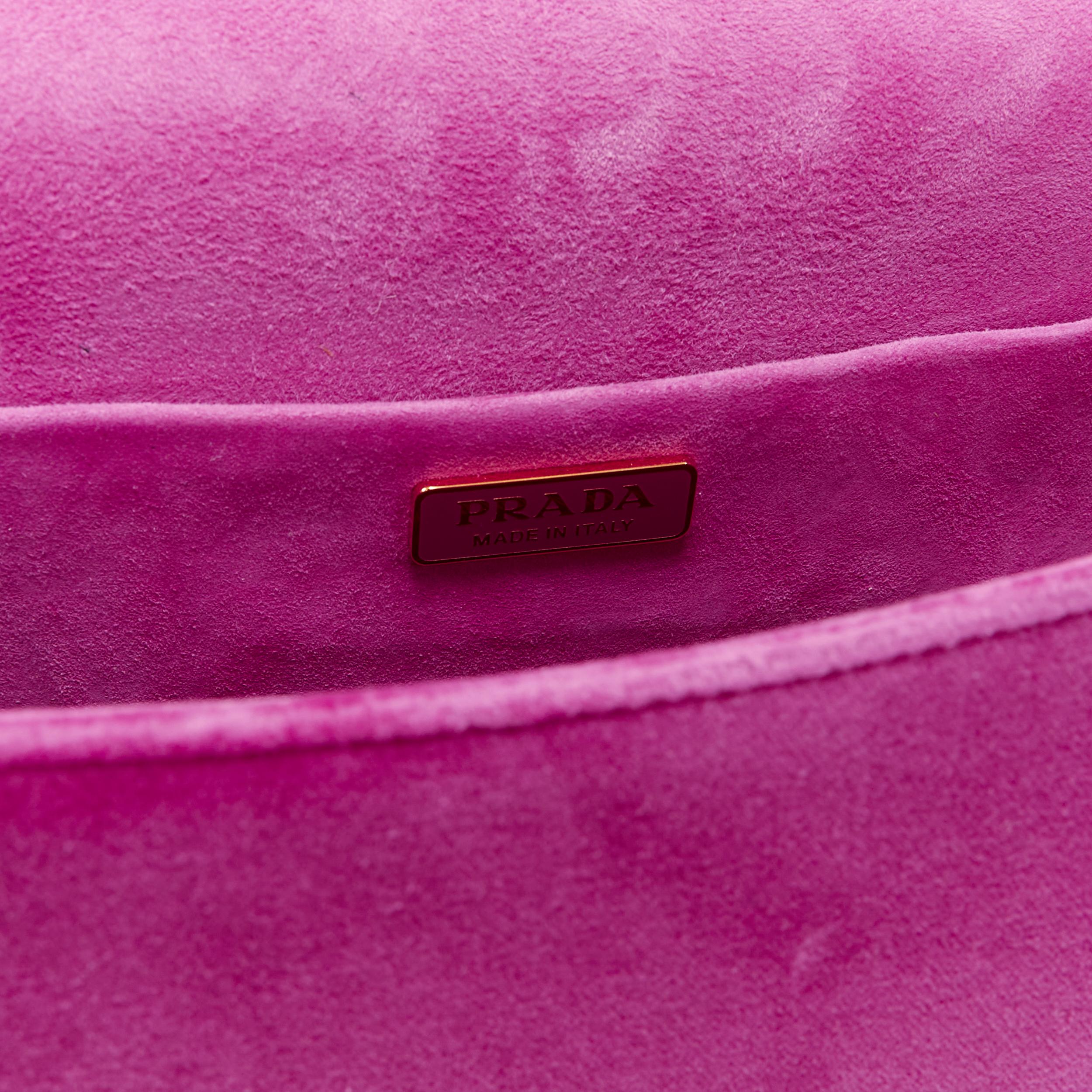 new PRADA Cahier Pop Tromp Loeil print pink velvet flap crossbody shoulder bag 3
