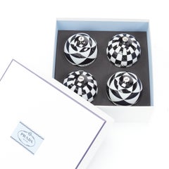 new PRADA Christmas 2021 Limited Edition black white geometric logo ornament set