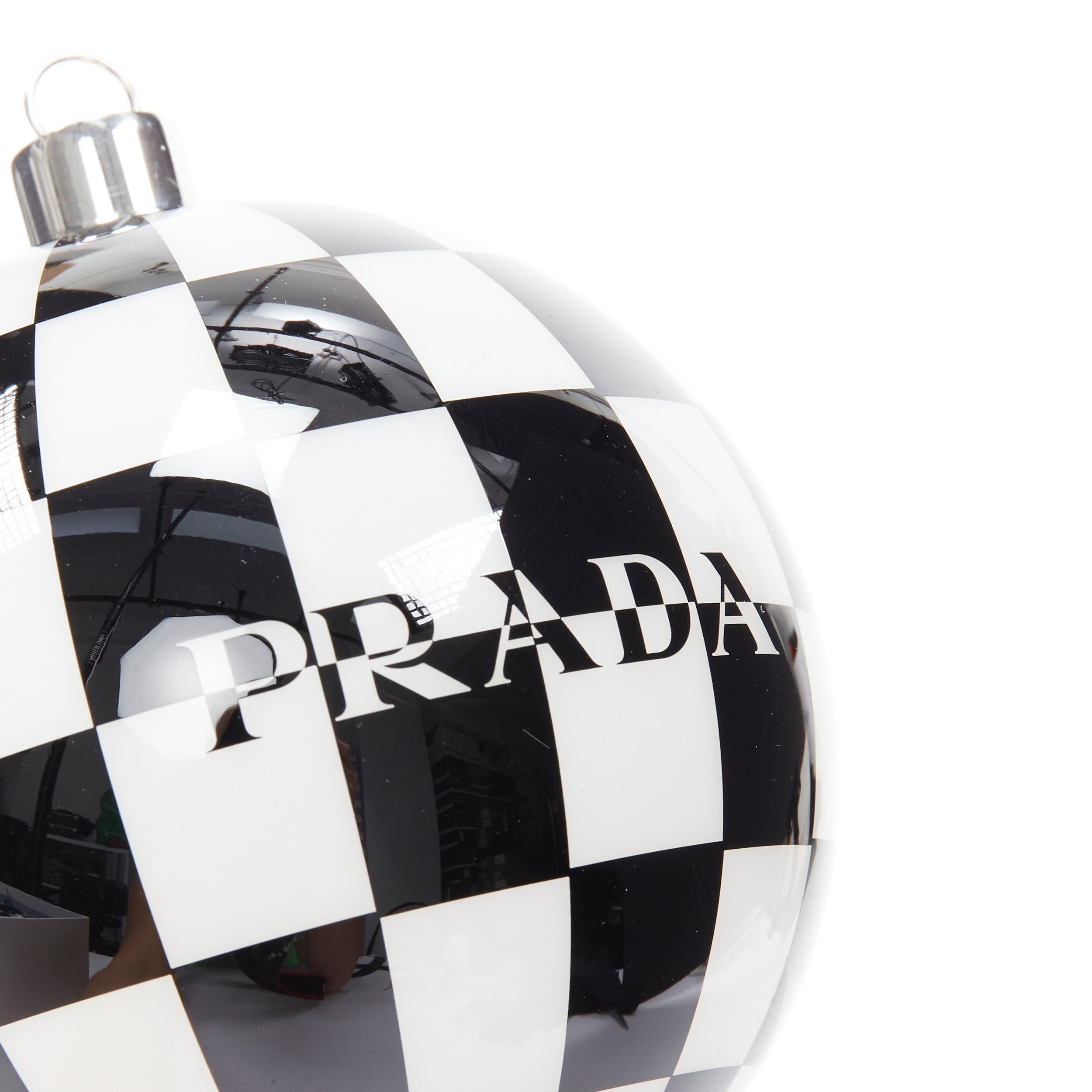 Gray new PRADA Christmas 2021 Limited Edition black white geometric logo ornament set