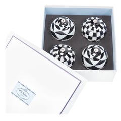 new PRADA Christmas 2021 Limited Edition black white geometric logo ornament set