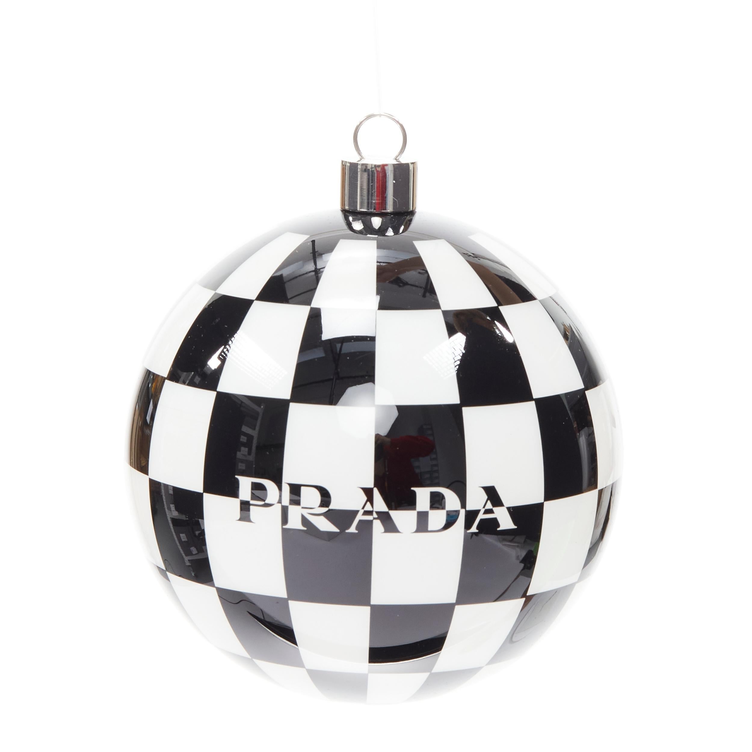 new PRADA Christmas 2021 Limited Edition black white geometric logo ornament set