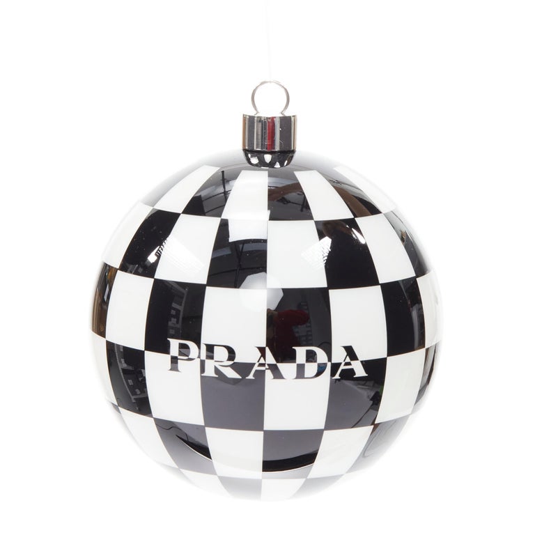 new PRADA Christmas 2021 Limited Edition black white geometric logo  ornament set For Sale at 1stDibs