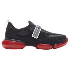 new PRADA Cloudbust black red logo rubber strapped low top sneakers UK7 US8 EU41