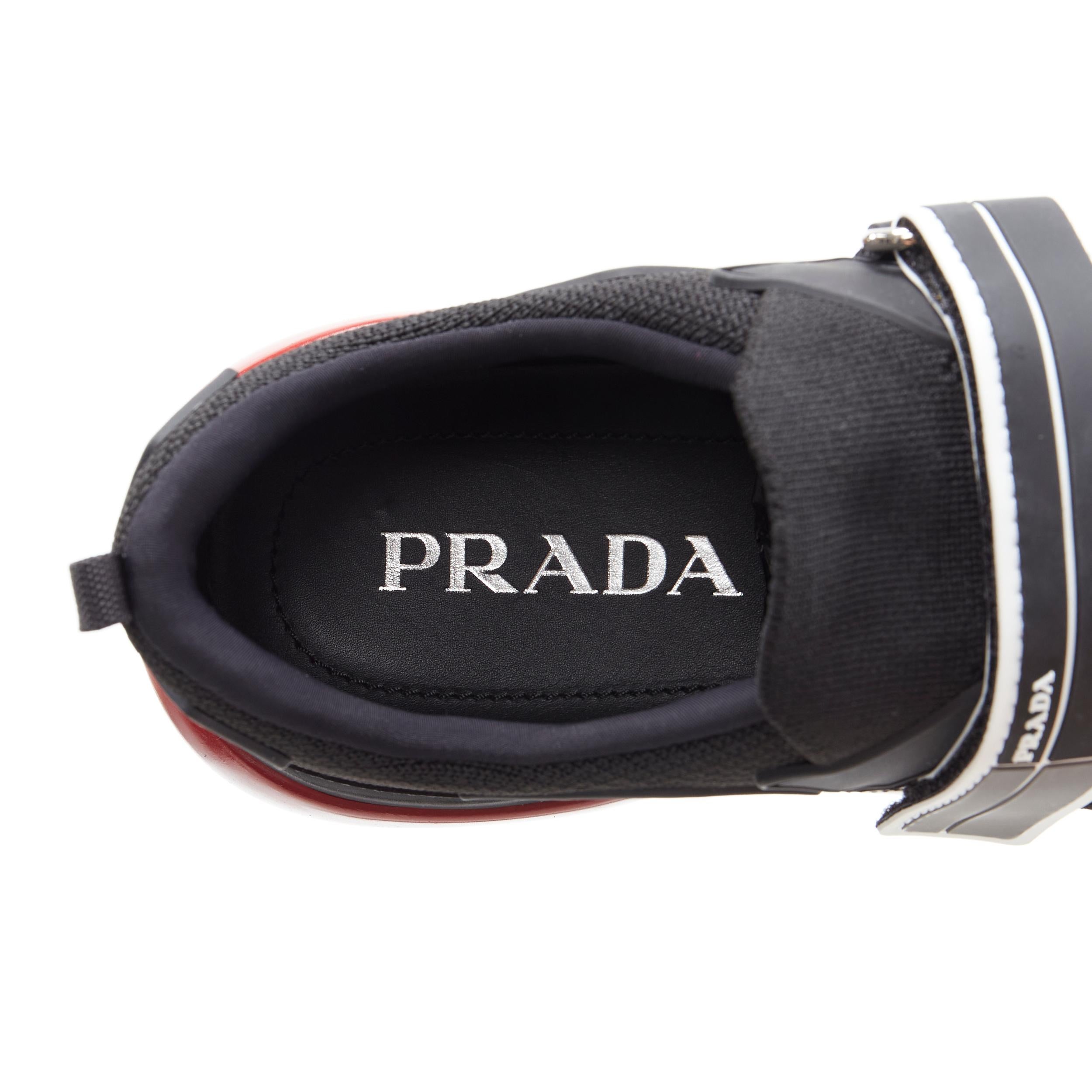 new PRADA Cloudbust black red logo rubber strapped low top sneakers UK7 ...