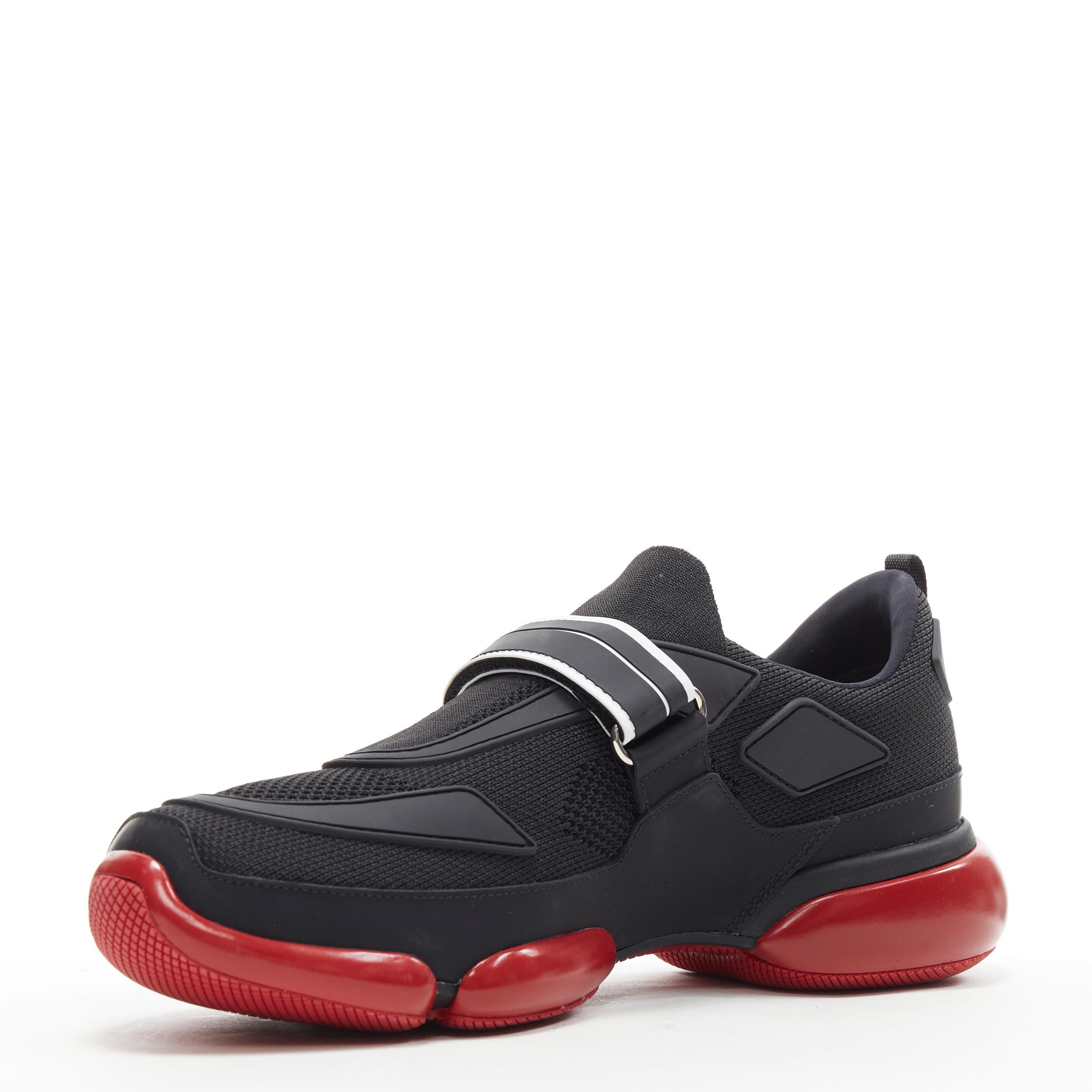new PRADA Cloudbust black red logo rubber strapped low top 