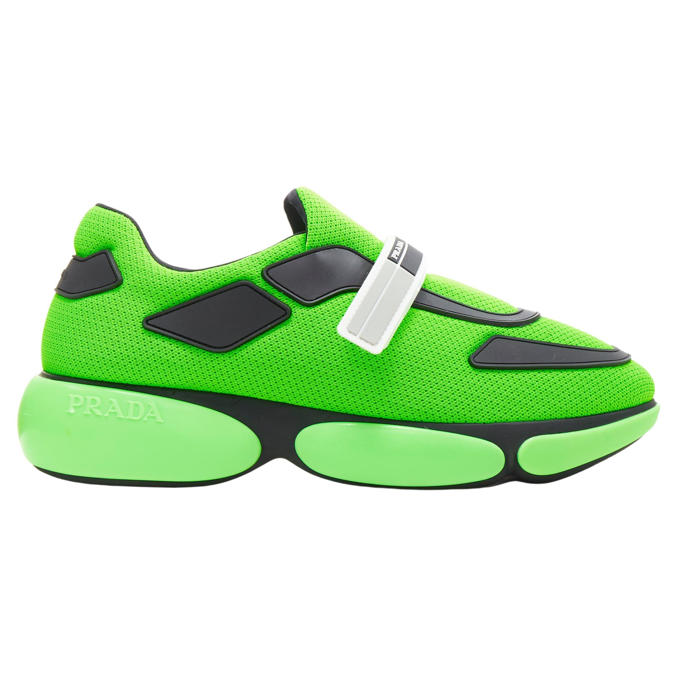new PRADA Cloudbust neon green black logo strap low top sneakers EU38 at  1stDibs