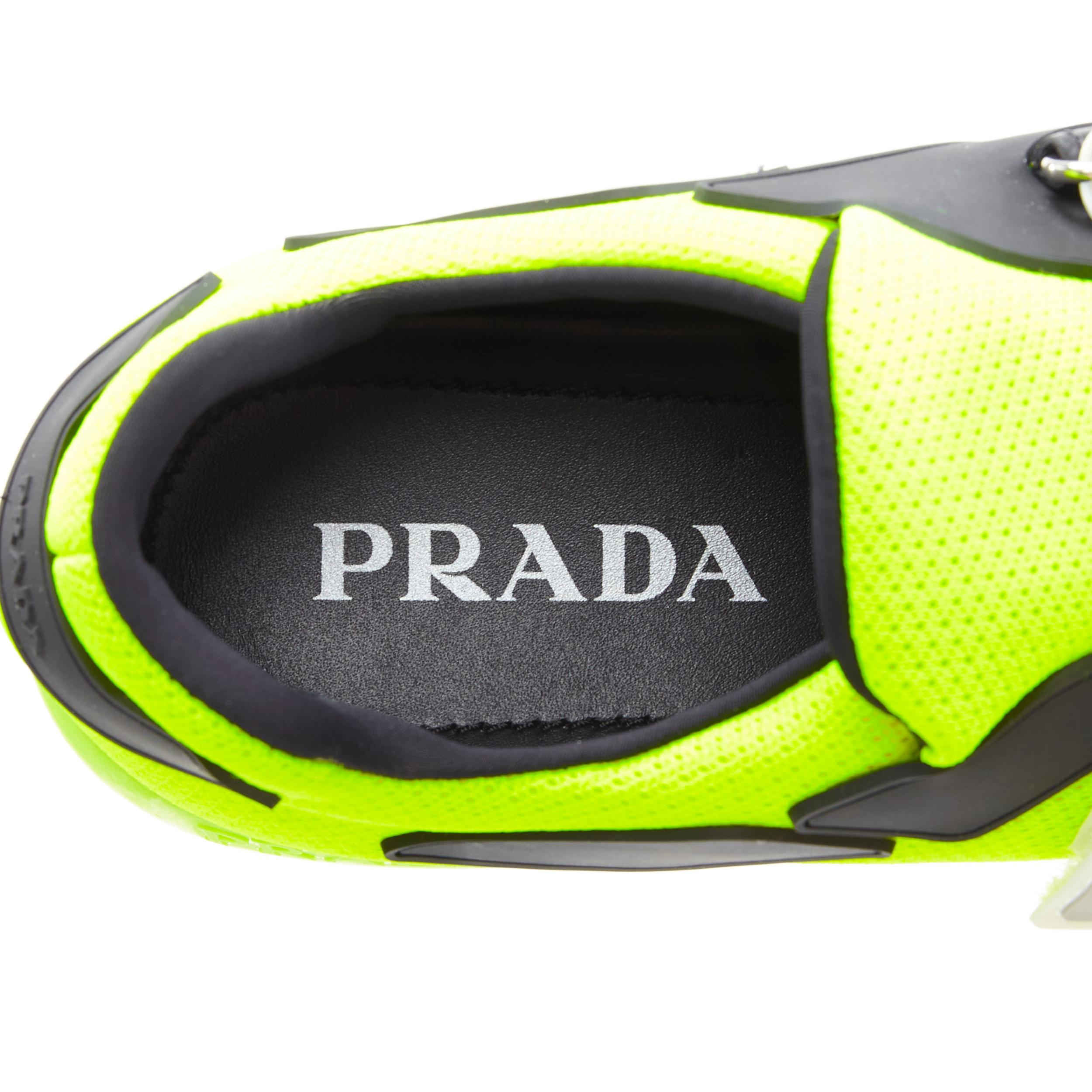 new PRADA Cloudbust neon yellow black logo strap low top sneakers EU40 3