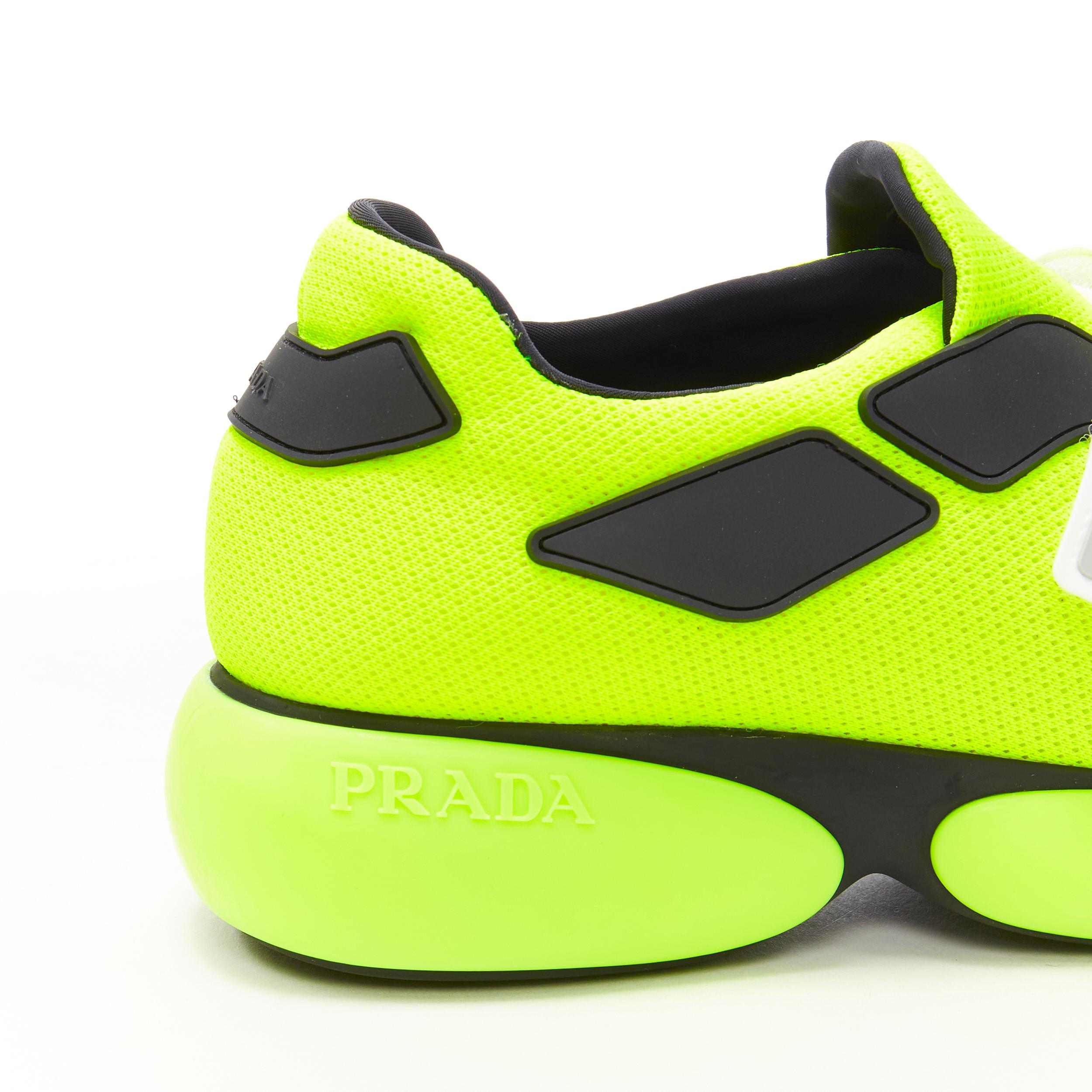new PRADA Cloudbust neon yellow black logo strap low top sneakers EU40 1