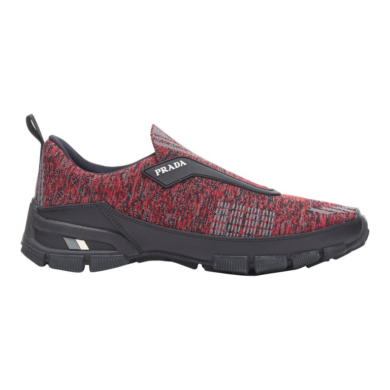 new PRADA Crossection Knit Low red black sock low runner  display picture 1